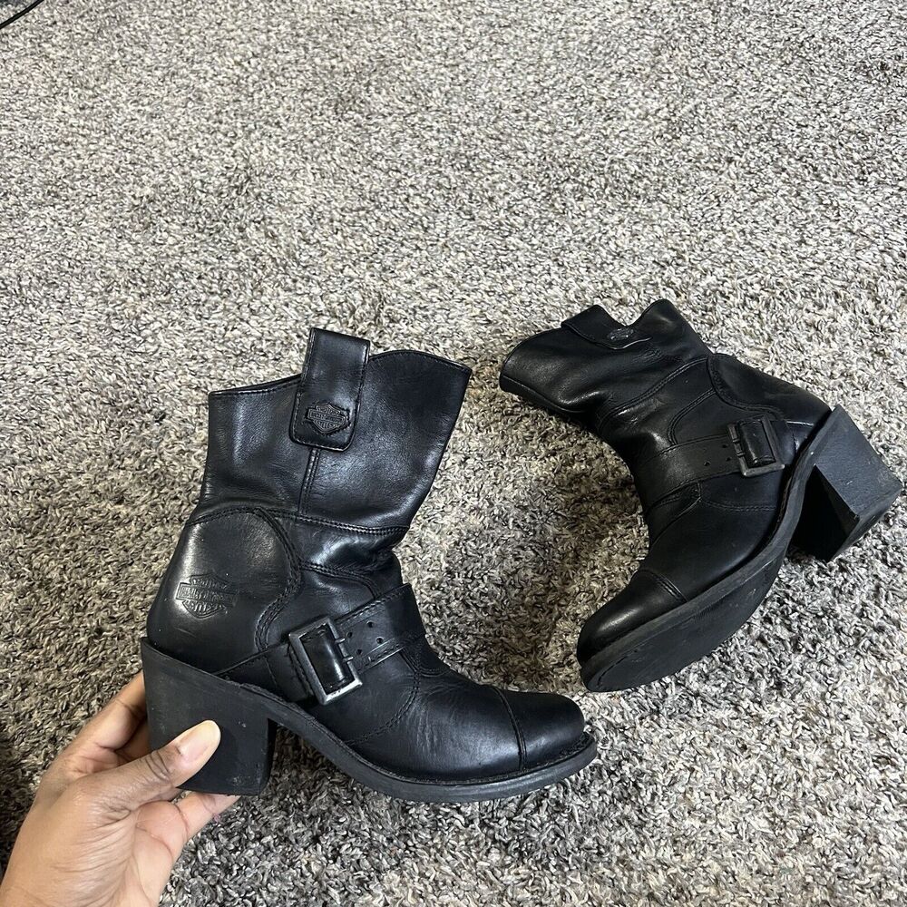 Harley-Davidson Black Leather Ankle Boots